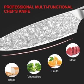 img 1 attached to 🔪 8-Inch Chef Knife - Professional Stainless Steel Chopping Knife for Meat, Vegetables, and Fruits - Ergonomic Wood Handle - Gift Box Included