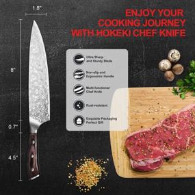 img 3 attached to 🔪 8-Inch Chef Knife - Professional Stainless Steel Chopping Knife for Meat, Vegetables, and Fruits - Ergonomic Wood Handle - Gift Box Included