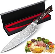 🔪 8-inch chef knife - professional stainless steel chopping knife for meat, vegetables, and fruits - ergonomic wood handle - gift box included logo