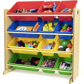 img 4 attached to Humble Crew, Kids' Storage Organizer with 12 Plastic Bins - Natural/Primary