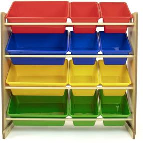 img 3 attached to Humble Crew, Kids' Storage Organizer with 12 Plastic Bins - Natural/Primary