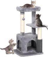 🐱 giopaco small cat tree - kitten activity centre with 2 sisal scratching posts, plush condo, padded perches, self groomer brush, swing ball - ideal for kittens and cats logo