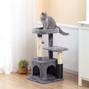 img 1 attached to 🐱 GIOPACO Small Cat Tree - Kitten Activity Centre with 2 Sisal Scratching Posts, Plush Condo, Padded Perches, Self Groomer Brush, Swing Ball - Ideal for Kittens and Cats