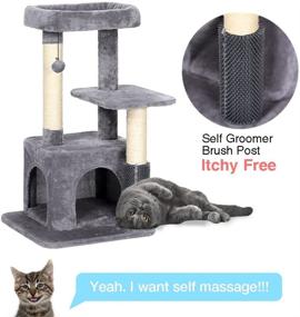 img 2 attached to 🐱 GIOPACO Small Cat Tree - Kitten Activity Centre with 2 Sisal Scratching Posts, Plush Condo, Padded Perches, Self Groomer Brush, Swing Ball - Ideal for Kittens and Cats