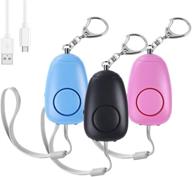 🔒 (upgraded new version) safe sound personal alarm – rechargeable emergency 130db security keychain with 2 led lights – 3 pack logo