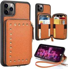 img 4 attached to 📱 ZVE iPhone 11 Pro Max Credit Card Holder Case: Versatile Crossbody Wallet with Zipper, Wristlet & Chain - Brown