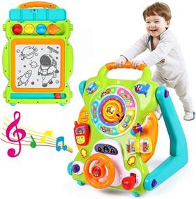 img 4 attached to 👶 Versatile 3-in-1 Baby Sit to Stand Walker: Educational Toys with Drawing Board, Music, and Light Effects for 1-3 Year Olds - Perfect Birthday Gift!