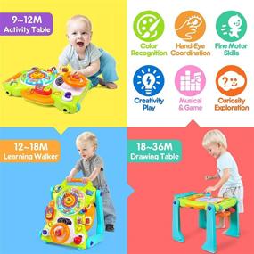 img 3 attached to 👶 Versatile 3-in-1 Baby Sit to Stand Walker: Educational Toys with Drawing Board, Music, and Light Effects for 1-3 Year Olds - Perfect Birthday Gift!