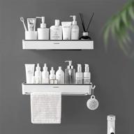 🛁 wall-mounted adhesive shower caddy shelf with towel hanger - no drilling | storage organizer, spice rack, movable hooks | 2 pack logo