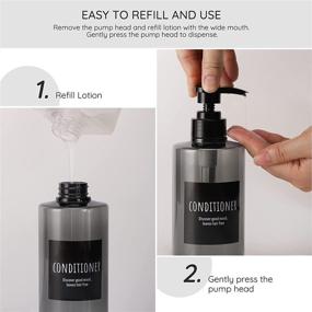img 1 attached to 🧴 Segbeauty Refillable Shampoo Bottles – 16.9oz Shampoo Dispenser, Set of 3 - 500ml Empty Plastic Pump Bottles for Shower - Large PET Lotion Dispenser with Pump for Body Soap, Conditioner - Grey - Ideal for Hotels & Bathrooms