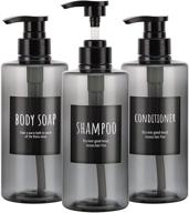 🧴 segbeauty refillable shampoo bottles – 16.9oz shampoo dispenser, set of 3 - 500ml empty plastic pump bottles for shower - large pet lotion dispenser with pump for body soap, conditioner - grey - ideal for hotels & bathrooms logo