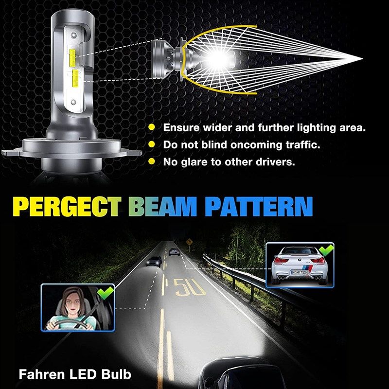  FAHREN H4/9003/HB2 LED Bulbs, 24000 Lumens Super