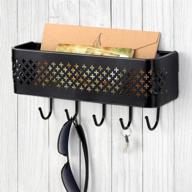 📬 convenient wall mount letter and key rack organizer - stylish metal hanging basket with 5 hooks for home and office storage логотип