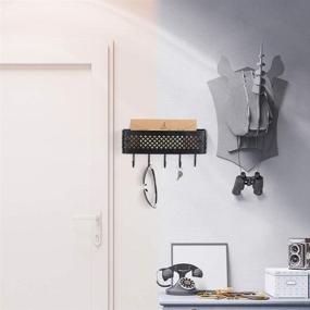 img 2 attached to 📬 Convenient Wall Mount Letter and Key Rack Organizer - Stylish Metal Hanging Basket with 5 Hooks for Home and Office Storage