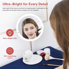 img 1 attached to 🪞 Famihomii Rechargeable Makeup Vanity Mirror - 3 Lighting Options, 8 Inch Lighted Makeup Mirror with Detachable 10X Magnification - Portable Desktop Mirror in White