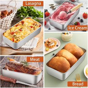 img 1 attached to 🍞 Stainless Steel 9 inch Loaf Pan for Bread Baking Cake Toast Meatloaf Lasagna - P&amp;P CHEF, Healthy &amp; Non Toxic, Brushed Surface, Easy Clean, Oven &amp; Dishwasher Safe