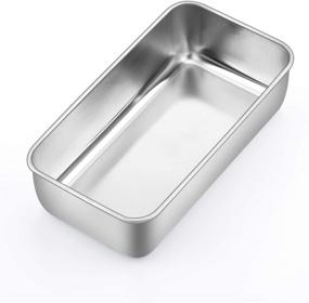 img 4 attached to 🍞 Stainless Steel 9 inch Loaf Pan for Bread Baking Cake Toast Meatloaf Lasagna - P&amp;P CHEF, Healthy &amp; Non Toxic, Brushed Surface, Easy Clean, Oven &amp; Dishwasher Safe