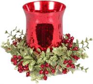 🎄 add festive charm with kissing krystals' 8-inch mistletoe floral red tea light glass candle holder set logo