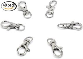 img 2 attached to JSSHI 40-Pack 1.5x0.5in Snap Clasp Hook - Nickel-plated Lobster Claw Swivel Clasps for Key Rings and Crafts (Silver)