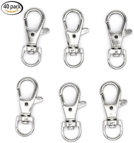 img 1 attached to JSSHI 40-Pack 1.5x0.5in Snap Clasp Hook - Nickel-plated Lobster Claw Swivel Clasps for Key Rings and Crafts (Silver)