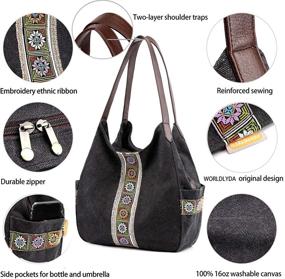 img 1 attached to Worldlyda Shopper Shoulder Embroidery Upgraded Women's Handbags & Wallets for Totes