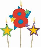 amscan #8 decorative birthday candle & star candles: party supplies - set of 3 pieces logo