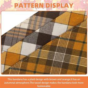 img 3 attached to 🐶 Plaid Dog Bandana – Soft Pet Square Scarf with Tassels, Brown & Orange Autumn Triangle Print – Washable & Replaceable Bids