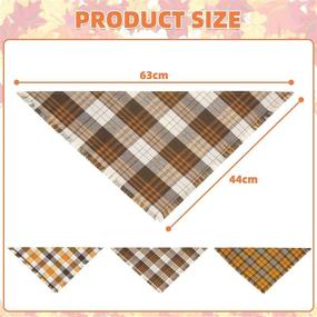 img 2 attached to 🐶 Plaid Dog Bandana – Soft Pet Square Scarf with Tassels, Brown & Orange Autumn Triangle Print – Washable & Replaceable Bids