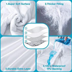 img 3 attached to 🛏️ Premium Queen Size Quilted Fitted Waterproof Mattress Pad: Soft Protector for Queen Size Bed, 6-18 Inches Deep Pocket Cover in White