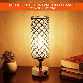 img 3 attached to 💡 Crystal Bedside Table Touch Lamp with Dimmable Lighting, 2 USB Charging Ports, AC Outlet, and Bulb - Decorative Modern Desk Light for Bedroom, Living Room, Guest Room, and Home Office