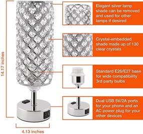 img 1 attached to 💡 Crystal Bedside Table Touch Lamp with Dimmable Lighting, 2 USB Charging Ports, AC Outlet, and Bulb - Decorative Modern Desk Light for Bedroom, Living Room, Guest Room, and Home Office