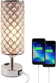 img 4 attached to 💡 Crystal Bedside Table Touch Lamp with Dimmable Lighting, 2 USB Charging Ports, AC Outlet, and Bulb - Decorative Modern Desk Light for Bedroom, Living Room, Guest Room, and Home Office