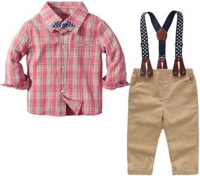 img 4 attached to 💼 Toddler Infant Suspender Outfits: Fashionable Boys' Clothing Ensembles