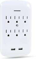 luxtronic wall tap surge protector with 6 outlets, 2 usb ports, and 300 joules – convenient charging station logo