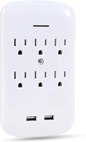 img 4 attached to Luxtronic Wall Tap Surge Protector with 6 Outlets, 2 USB Ports, and 300 Joules – Convenient Charging Station