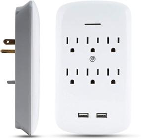 img 2 attached to Luxtronic Wall Tap Surge Protector with 6 Outlets, 2 USB Ports, and 300 Joules – Convenient Charging Station