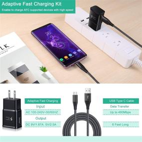 img 3 attached to Qihop 2-Pack Adaptive Fast Charging Wall Charger Kit for 🔌 Samsung Galaxy S10/S10+/S10e/S9 and More - Includes 6ft USB Type C Cable