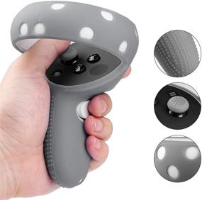 img 1 attached to 🎮 3Pcs Grey Silicone Controller Grip Cover & VR Shell Front Face Protector with Protective Lens Cover - Complete Protection Combo