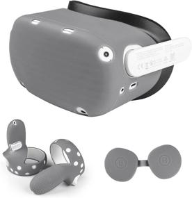 img 4 attached to 🎮 3Pcs Grey Silicone Controller Grip Cover & VR Shell Front Face Protector with Protective Lens Cover - Complete Protection Combo