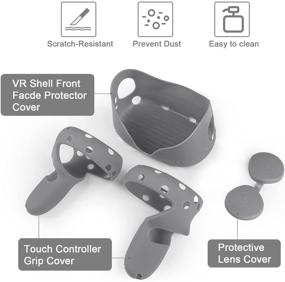 img 3 attached to 🎮 3Pcs Grey Silicone Controller Grip Cover & VR Shell Front Face Protector with Protective Lens Cover - Complete Protection Combo