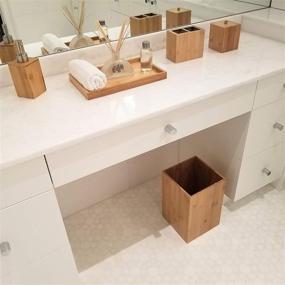 img 2 attached to 🛁 HHE Elegant 5 Piece Bamboo Bathroom Accessories Set: The Ultimate Deluxe Vanity Upgrade with Wastebasket