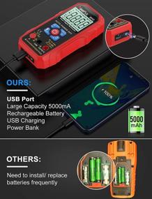 img 2 attached to 🔌 Auto-Ranging USB Rechargeable TRMS Digital Multimeter Tester Voltage Meter – Portable 6000 Counts Multi-Volt Meter with LCD Display, 6 Test Lead Clamp – Fast and Accurate Measurement for Automotive Applications