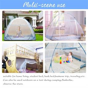 img 2 attached to 🦟 Tinyuet Mosquito Net: 59x78.7in Portable Bed Canopy with Double Door - Blue Rim