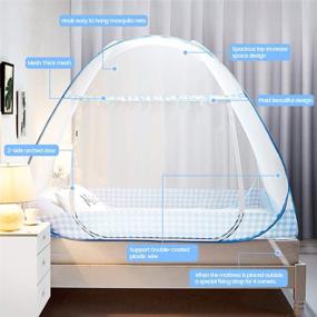 img 3 attached to 🦟 Tinyuet Mosquito Net: 59x78.7in Portable Bed Canopy with Double Door - Blue Rim