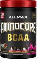 🍋 allmax nutrition aminocore bcaa порошок - 8,18 г аминокислот - напиток для восстановления во время и после тренировки - без глютена - вкус розового лимонада - 315 г логотип