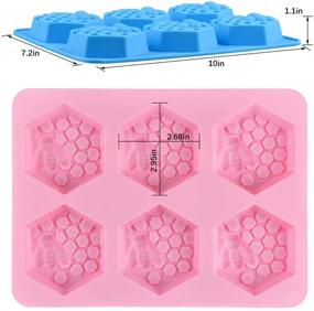 img 3 attached to 🐝 SJ 6-Cavity 3D Hexagon Bee Honeycomb Silicone Molds for Handmade Soap and Cake Making - Nonstick & BPA Free Soap Mold in Pink & Blue - Pack of 2 for Enhanced SEO