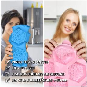 img 1 attached to 🐝 SJ 6-Cavity 3D Hexagon Bee Honeycomb Silicone Molds for Handmade Soap and Cake Making - Nonstick & BPA Free Soap Mold in Pink & Blue - Pack of 2 for Enhanced SEO