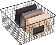 📦 versatile matte black metal wire storage organizer: mdesign farmhouse deco basket bin for closets, shelves, cabinets - handles, ideal for bedrooms, bathrooms, entryways & hallways logo