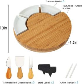 img 3 attached to 🧀 FunLect Bamboo Cheese Board Set - Optimize Your Food Service Equipment & Supplies