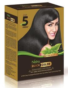 img 4 attached to 🌈 Nisha Quick Hair Color: Henna-Based Herbal Protection with 100% Grey Coverage, No Ammonia, and Permanent Root Touch-Up and Full Hair Color